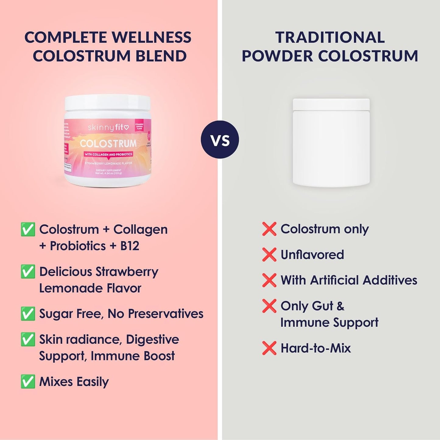 SkinnyFit Colostrum Powder Strawberry Lemonade