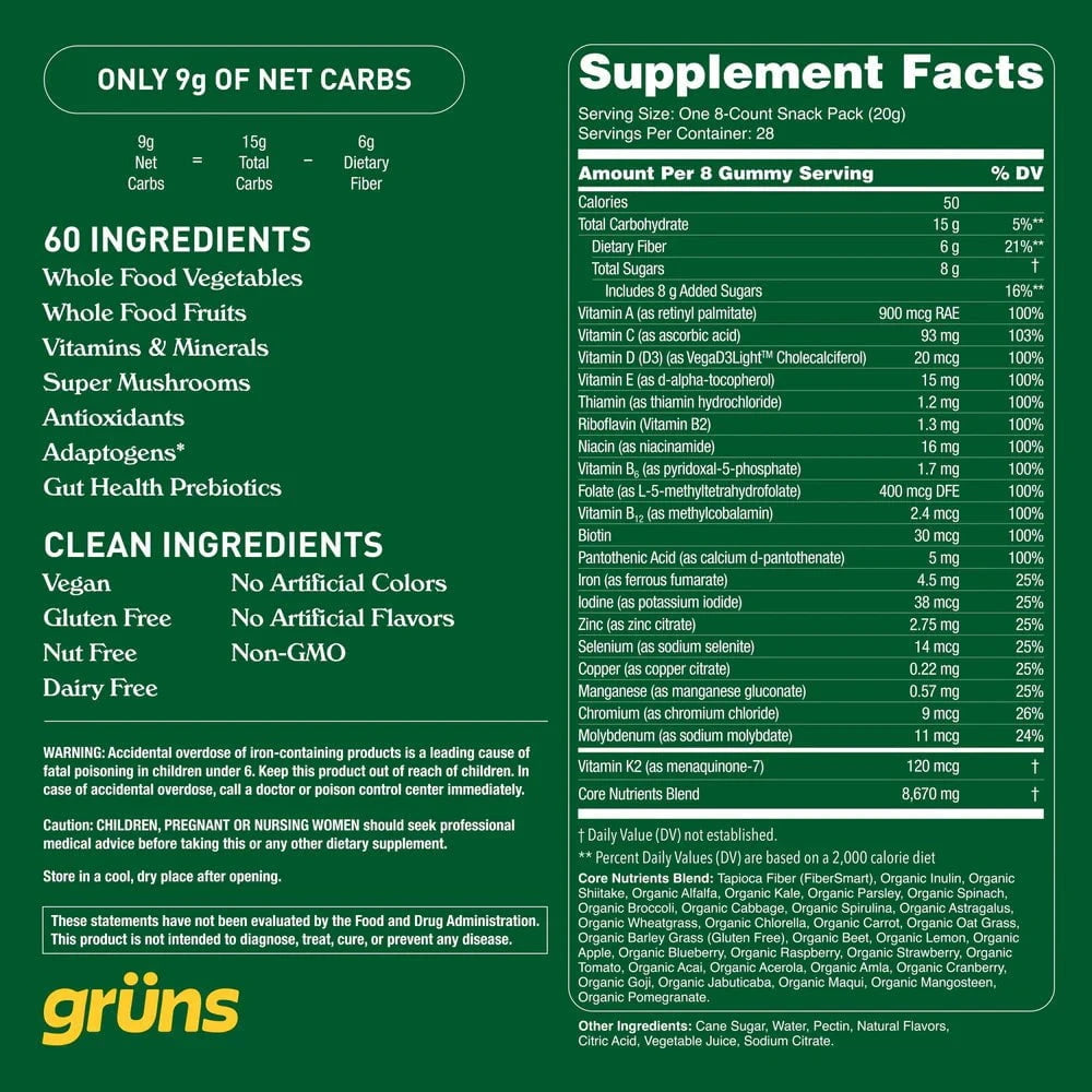 Gruns Superfood Gummies  - Sugar-Free