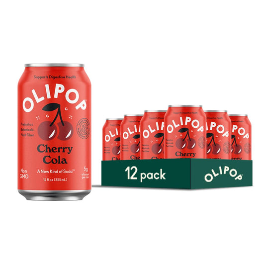 OLIPOP Cherry Cola Prebiotic Soda - 12 fl oz - 12 Pack Refrigerated