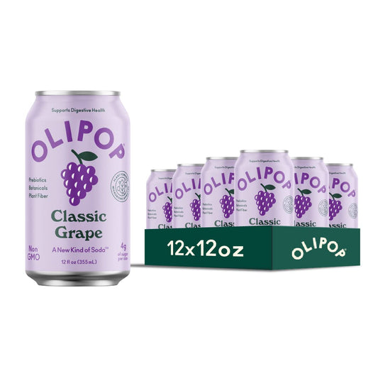OLIPOP Classic Grape Prebiotic Soda - 12 fl oz - 12 Pack Refrigerated