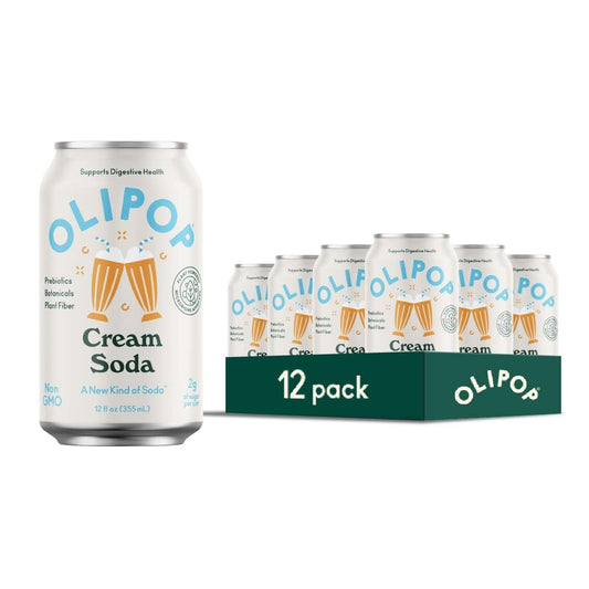 OLIPOP Cream Soda Prebiotic Soda - 12 fl oz - 12 Pack Refrigerated