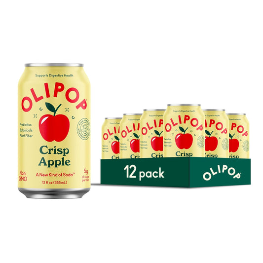 OLIPOP Crisp Apple Prebiotic Soda - 12 fl oz - 12 Pack Refrigerated