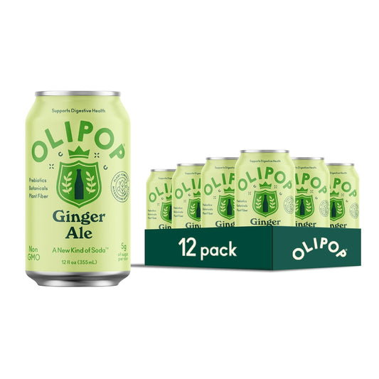 OLIPOP Ginger Ale Prebiotic Soda - 12 fl oz - 12 Pack Refrigerated