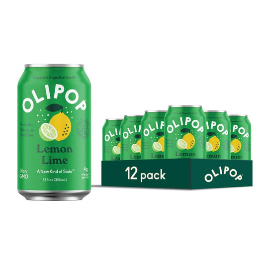 OLIPOP Lemon Lime Prebiotic Soda - 12 fl oz - 12 Pack Refrigerated