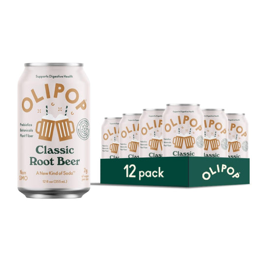 OLIPOP Root Beer Prebiotic Soda - 12 fl oz - 12 Pack Refrigerated