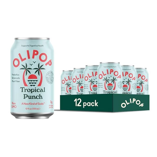OLIPOP Tropical Punch Prebiotic Soda - 12 fl oz - 12 Pack Refrigerated