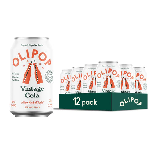 OLIPOP Vintage Cola Prebiotic Soda - 12 fl oz - 12 Pack Refrigerated